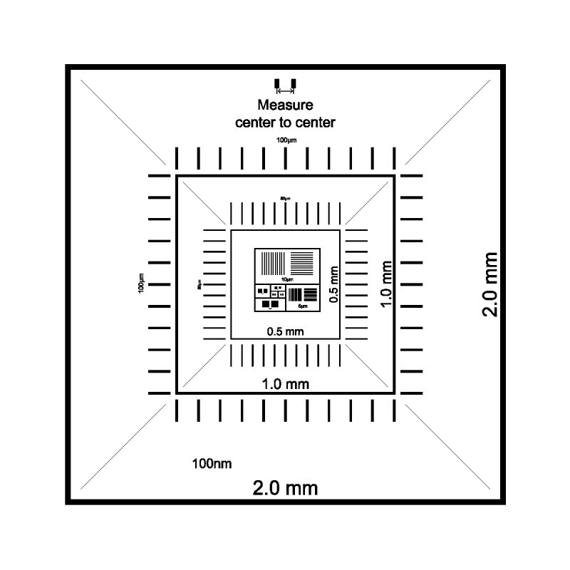 AGS222-T – CDMS Cr/Au 525µm X/Y 2mm-1µm Traceable on Pin Stub 12.5 mm